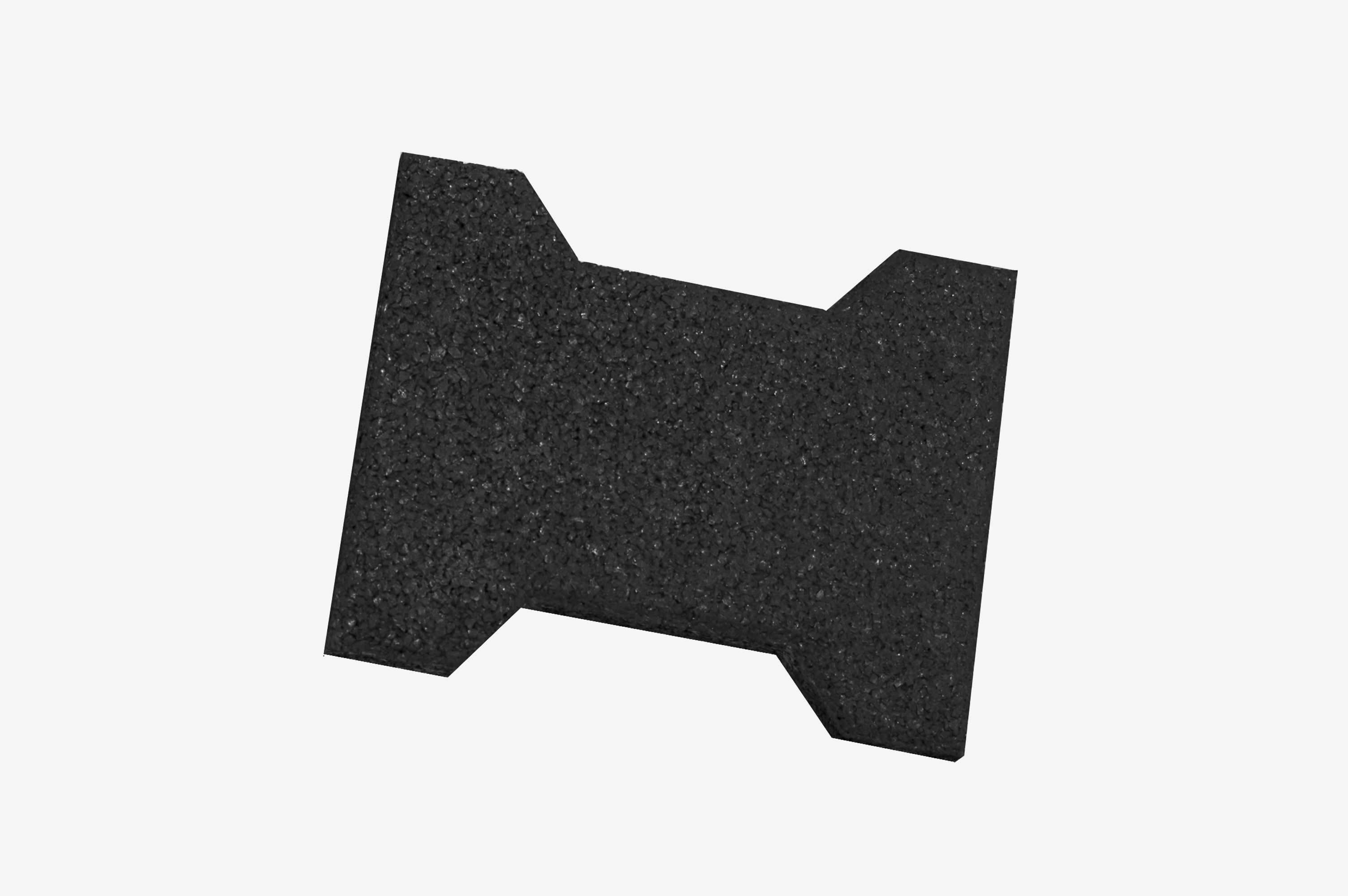 Black Behaton interlocking rubber paver side profile showing 43mm thickness