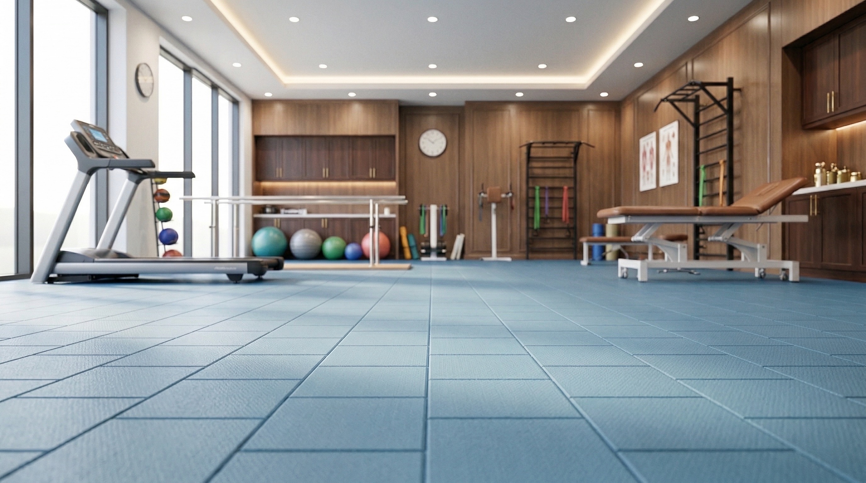 Recycled rubber safety flooring in rehabilitation gym