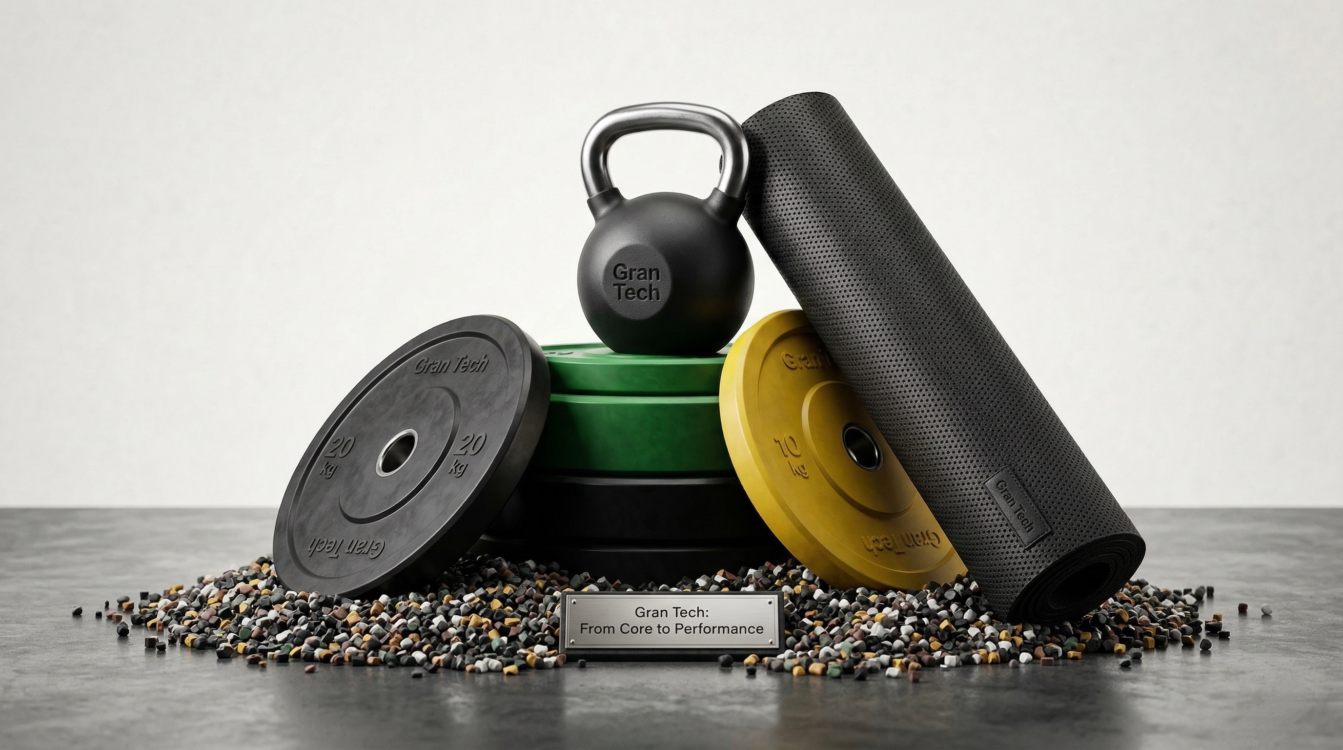 SBR rubber granulate fitness equipment including kettlebells