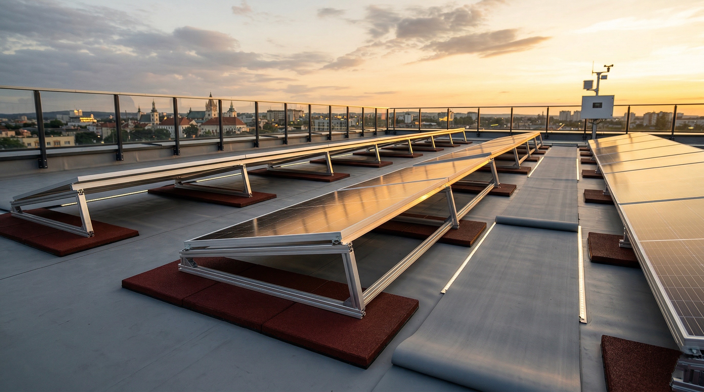 Rooftop solar panel rubber support pads