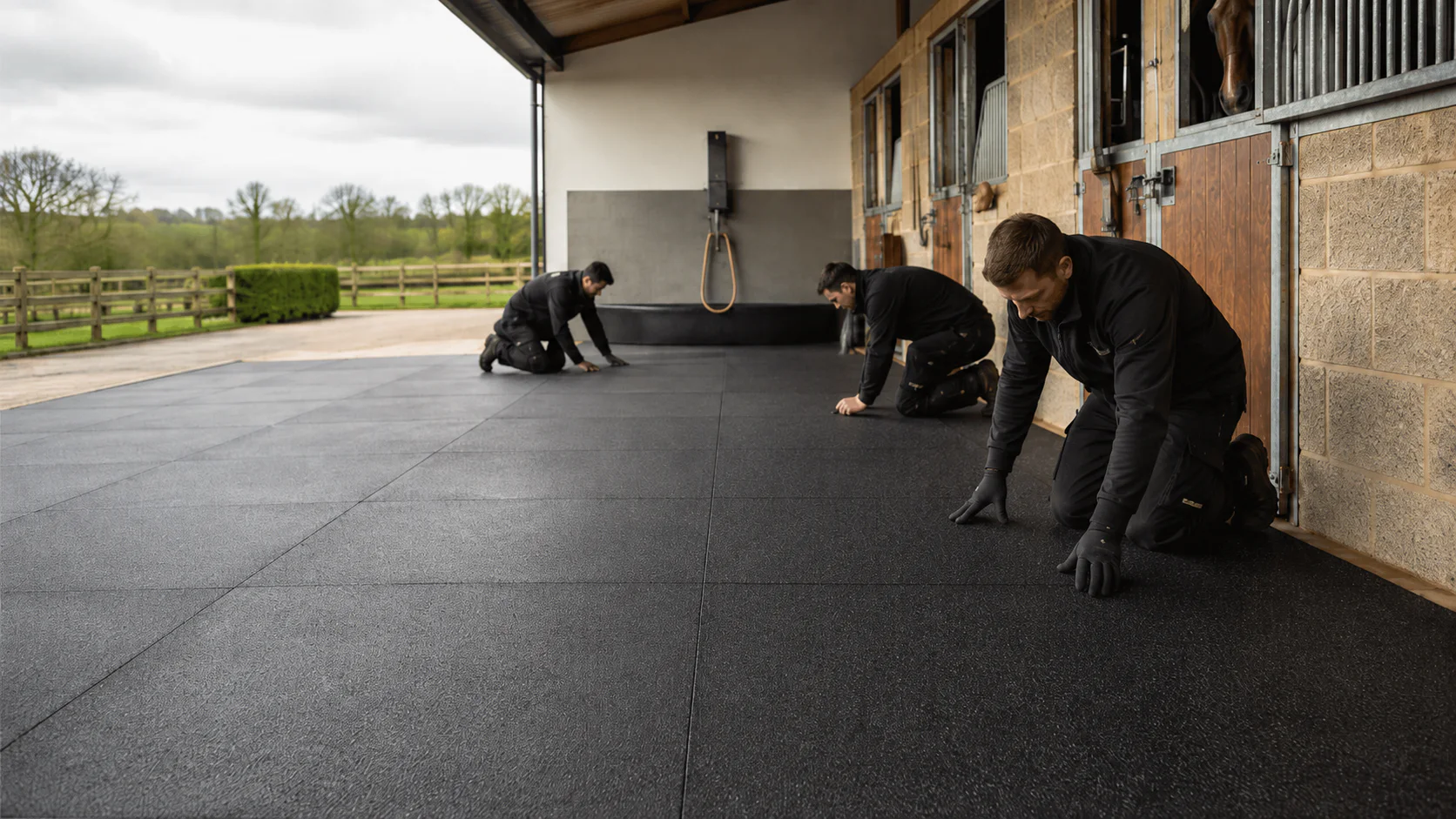 Equestrian contractor rubber flooring supply
