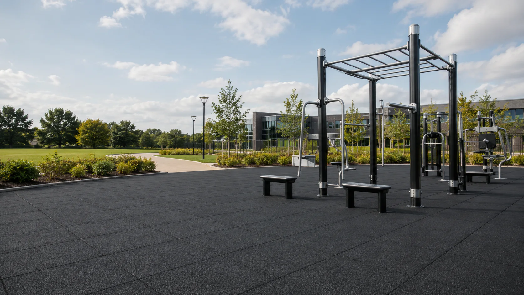 Outdoor gym rubber flooring